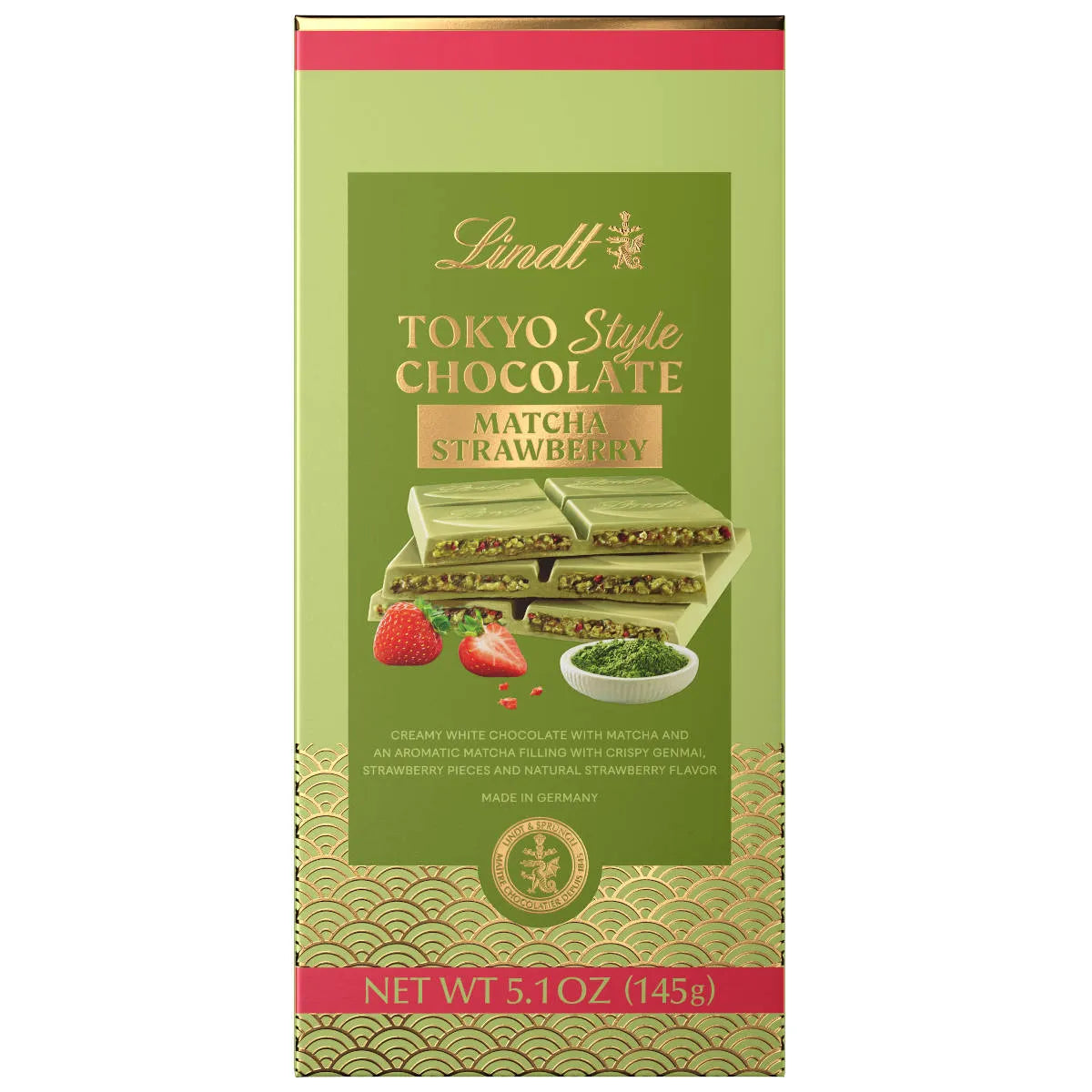 Lindt Tokyo Style Matcha Strawberry Chocolate Bar (5.1 oz)